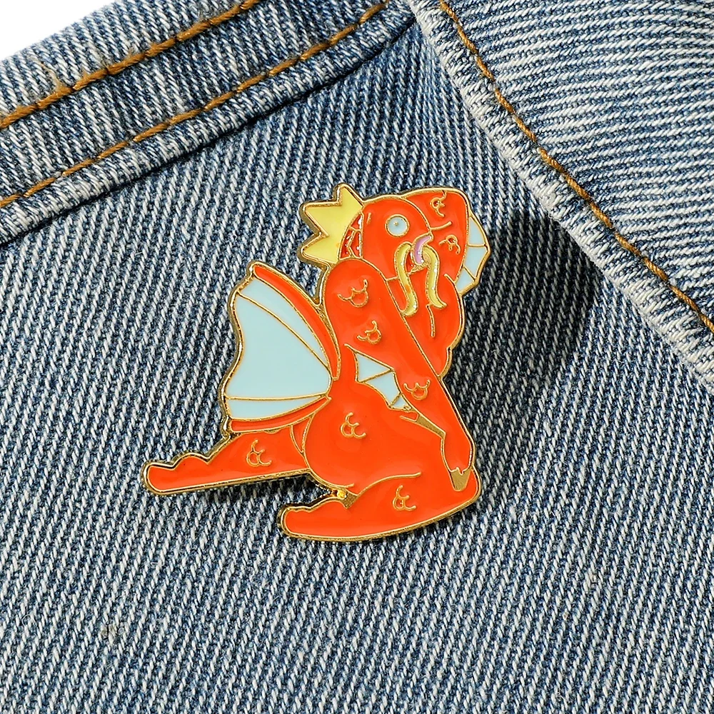 1 Pc Spoof Cartoon Brooch Creativity Magikarp Enamel Brooch Metal Badge Jewelry Backpack Clothing Accessories Gift for Friends