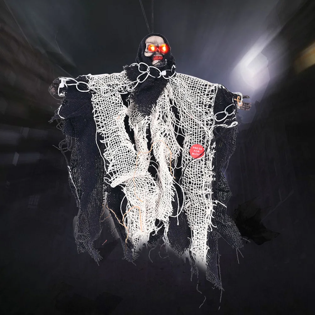 

Creepy Electric Sound Controlled Hanging Ghost for Halloween Parties Haunted Houses Scary Props Floating