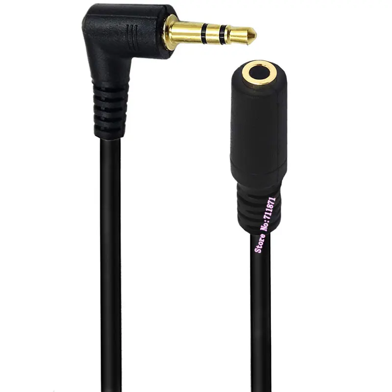 سلك تمديد مطلي بالذهب ، كوع زاوية يمنى ، ستيريو TRS ، ذكر إلى أنثى ، خط سلكي ،