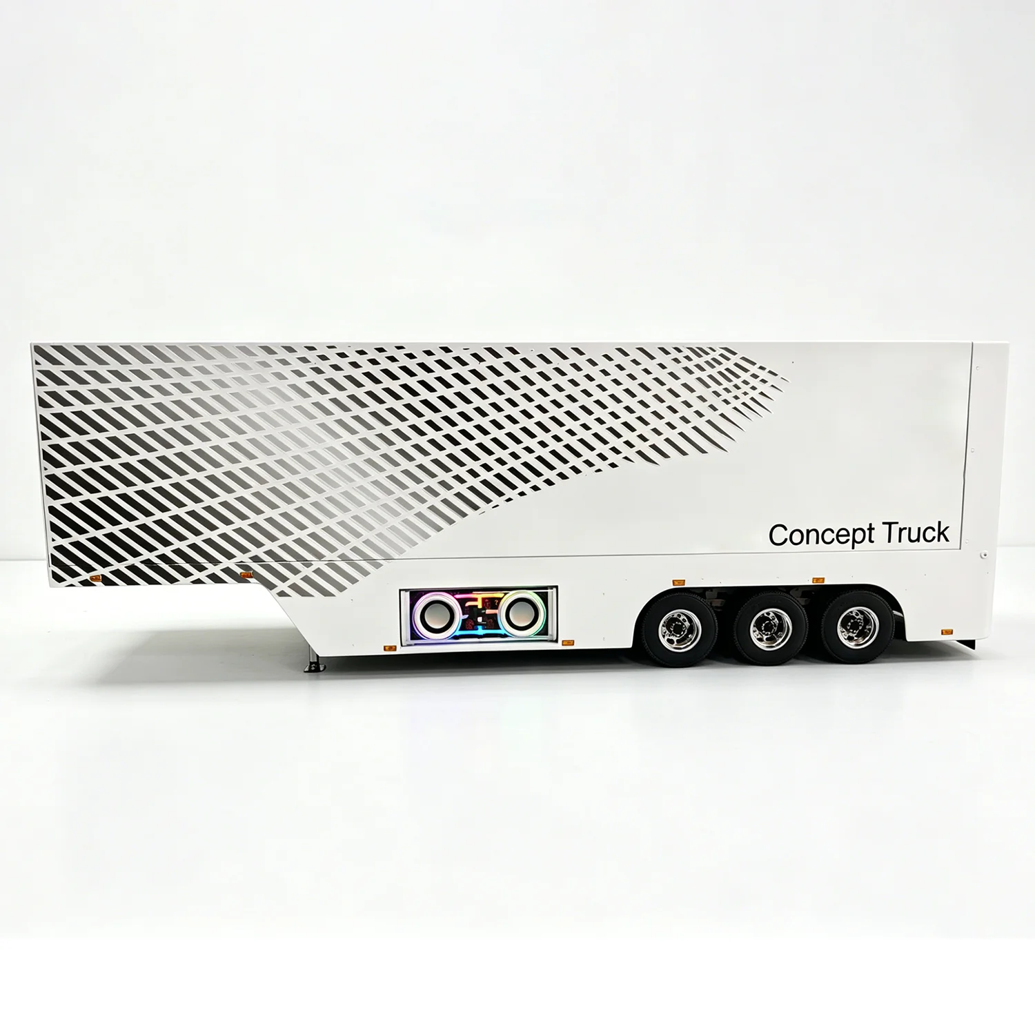 Metal 3-Axle Container Trailer 1/14 RC Electric Transporter Truck with Openable Sides and Lights Container Transporter Model Toy