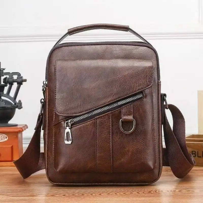 Fashion Men's Leather Crossbody Bag Man Shoulder Bag Business Male Top-handle ipad Bag For Men