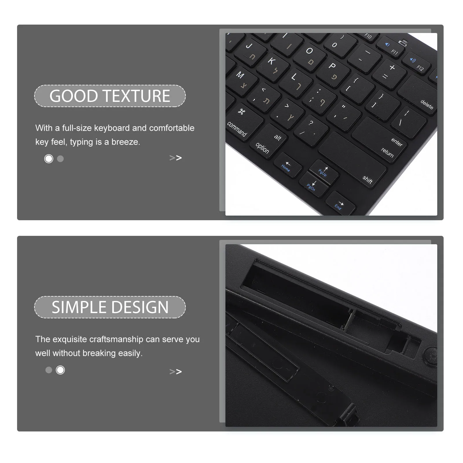 

Wireless Hebrew Keyboard Portable Ultra-Thin Silent Compact Low-Noise Full-Size Office Computer Keyboard Laptop Mobile Work
