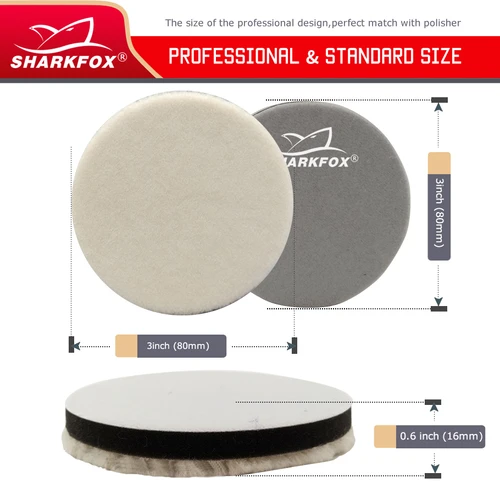 Imagen 2 del producto Sharkfox-almohadilla de pulido de lana japonesa de 3/5 pulgadas para pulidor de coche DA RO, bandeja de pulido, almohadilla de corte de 80mm y 125mm, producto de limpieza para coche