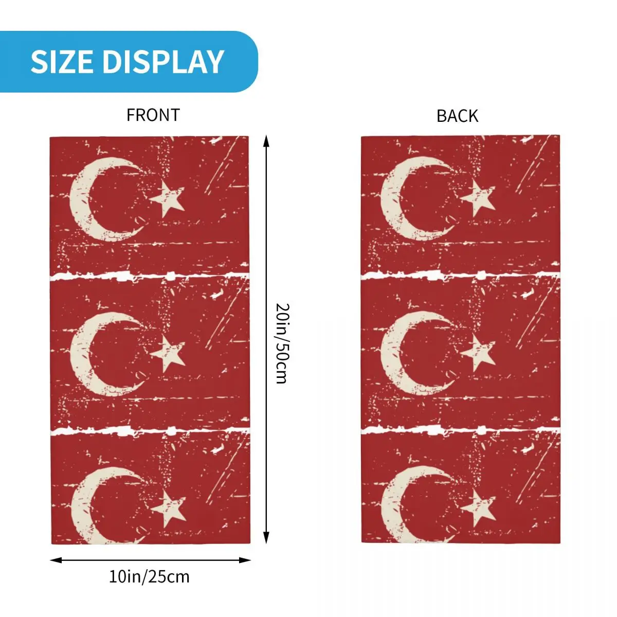 The Republic Of Turkey Flag Bandana Neck Cover Printed Mask Scarf Warm Balaclava Cycling Unisex Adult Washable