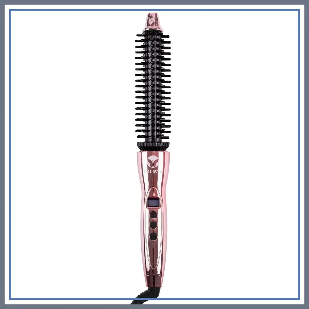 

Pro Heated Round Brush: Lift, Volumize & Style Short Hair, No Heat Damage, Dual Voltage, Adjustable Temp, .75" Barrel, Rose Gold
