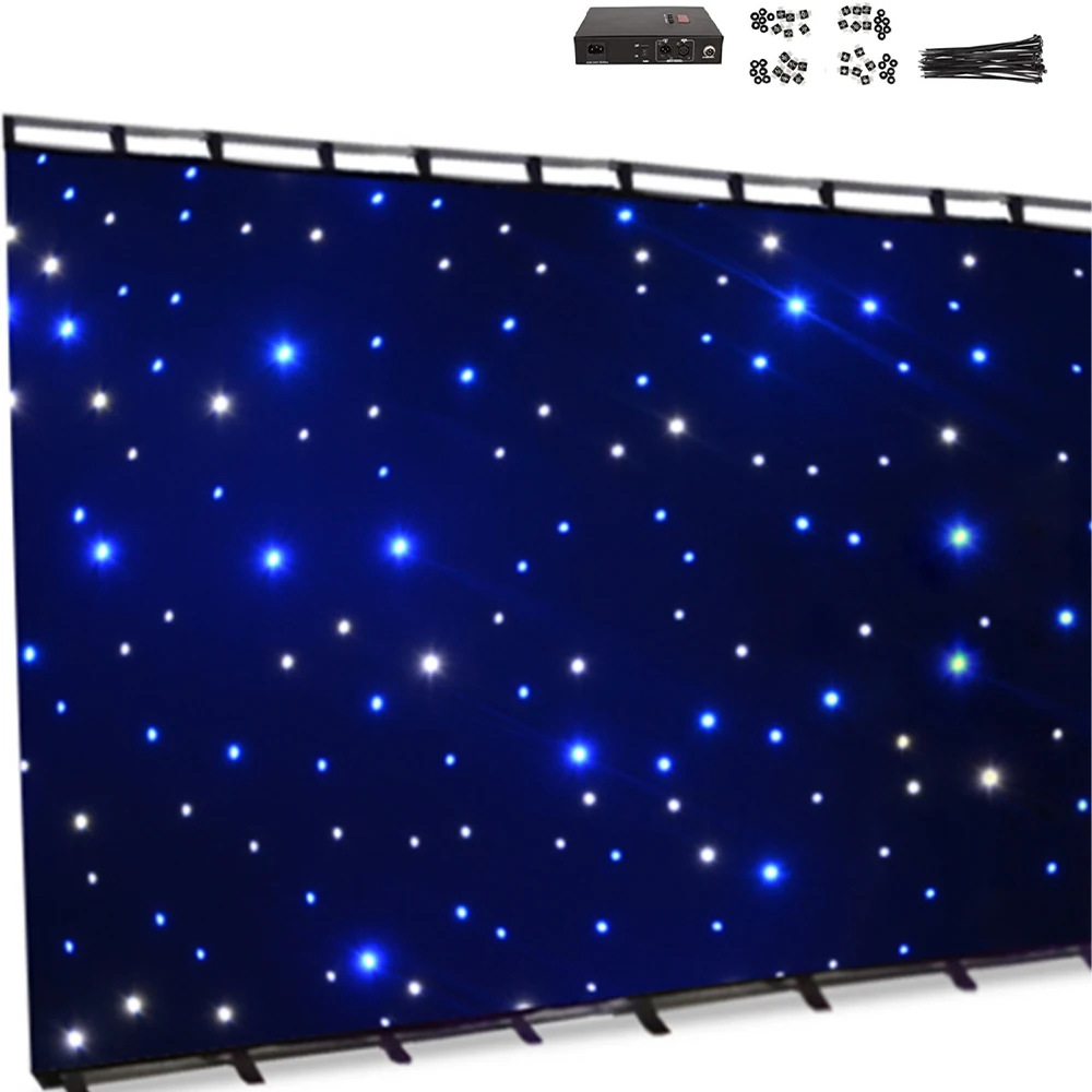 Size 3X4M Led Wedding Curtain Decoration Backdrop Fireproof Cloth Star Starry Sky Light  Curtain Dmx Control for Party Dj