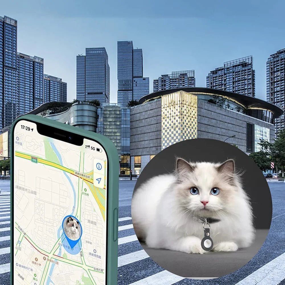 2Pcs Case Compatible for Apple Airtag, PU Leather Skin Cover Black_BSH