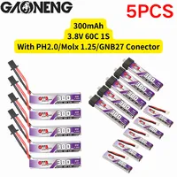 5PCS Gaoneng GNB 300mAh 1S 3.8V 60C HV Lipo Battey With PH2.0 / Molex 1.25 / GNB27 Connector for RC FPV Racing Drone