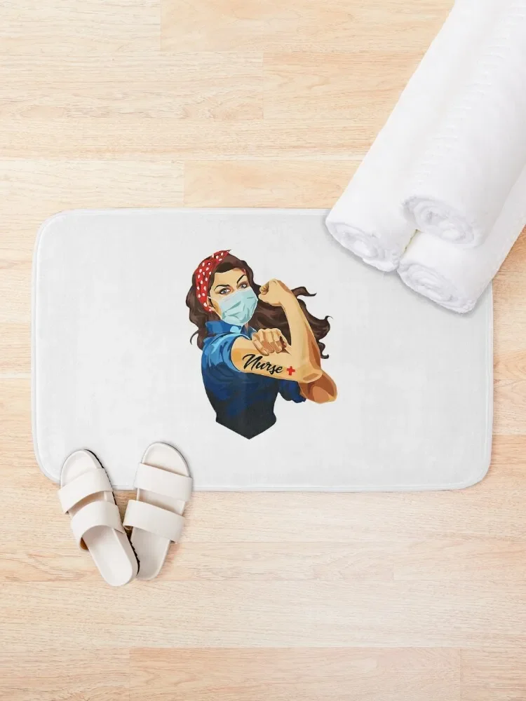 rosie the riveter nurse Bath Mat Carpet Bathroom Bath Carpet Mat