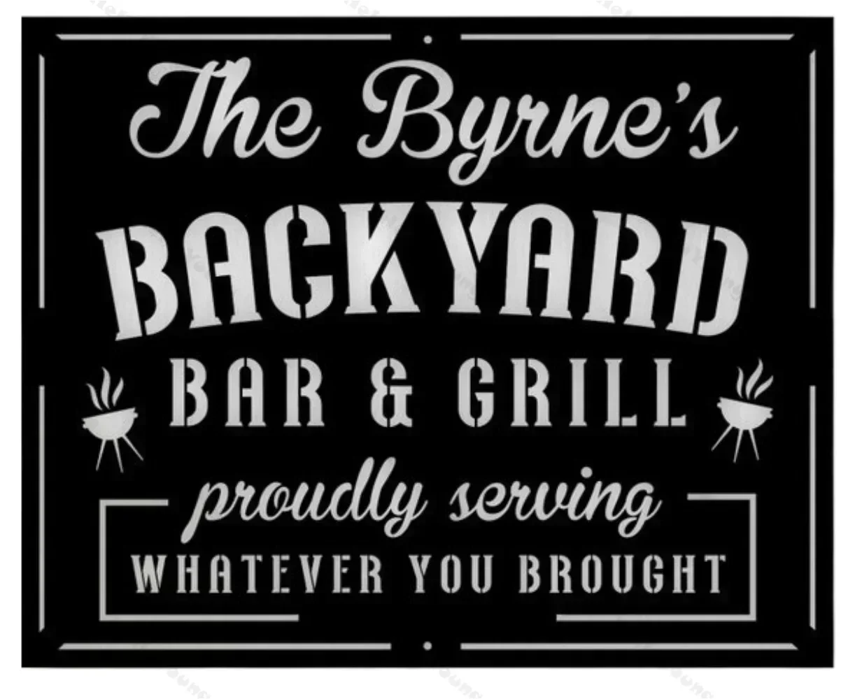 Custom Name  Sign Tiki Bar Grill Outdoor Kitchen Personalized Plate Patio Decor Backyard BBQ Metal Work