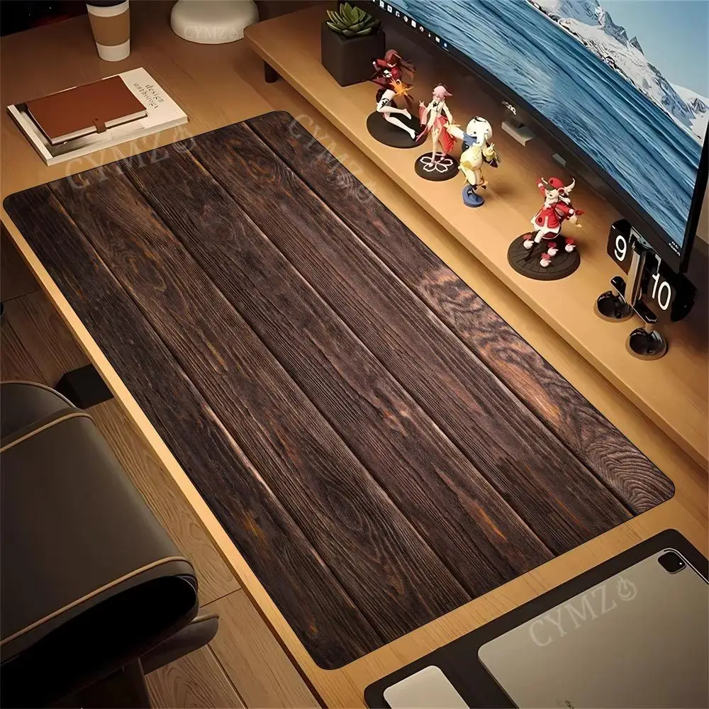 Wood Grain Pattern Mouse Pad Desk Mat with Stitched Edge Rubber Anti-Slip Base PC Accessories Gaming Mat Keyboard Mouse Pads Rug