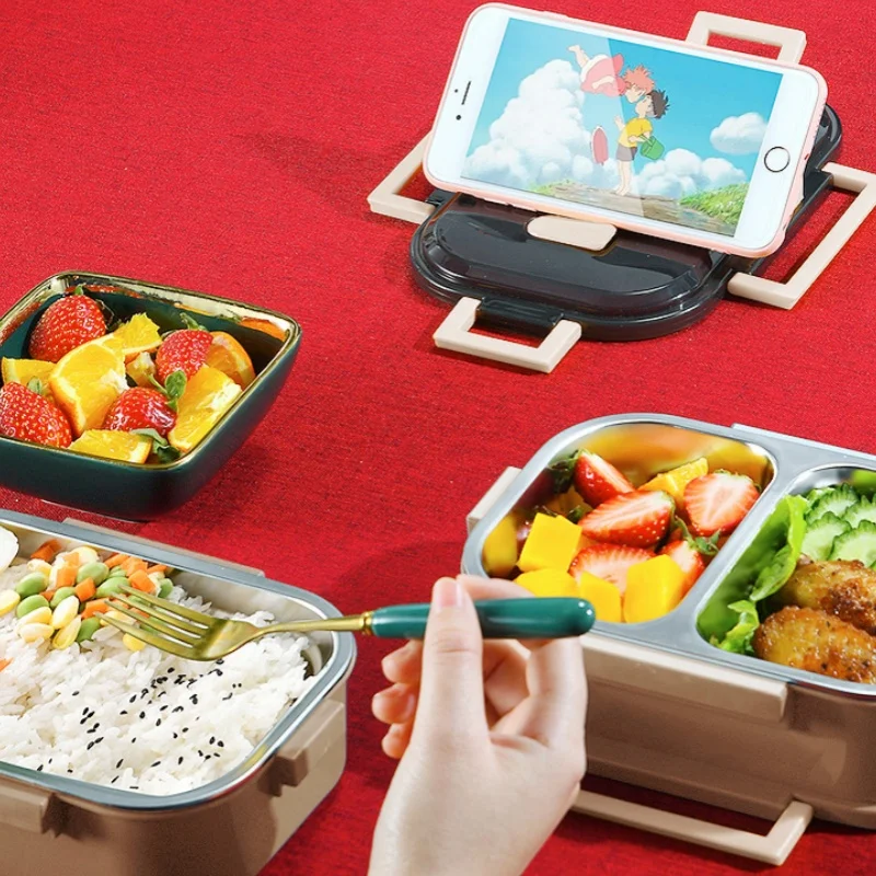 700ml Multil-layer Lunch Box with Handle Portable Microwaveable Lunch Box  for Students Kids Office Workers Cute Bento Box