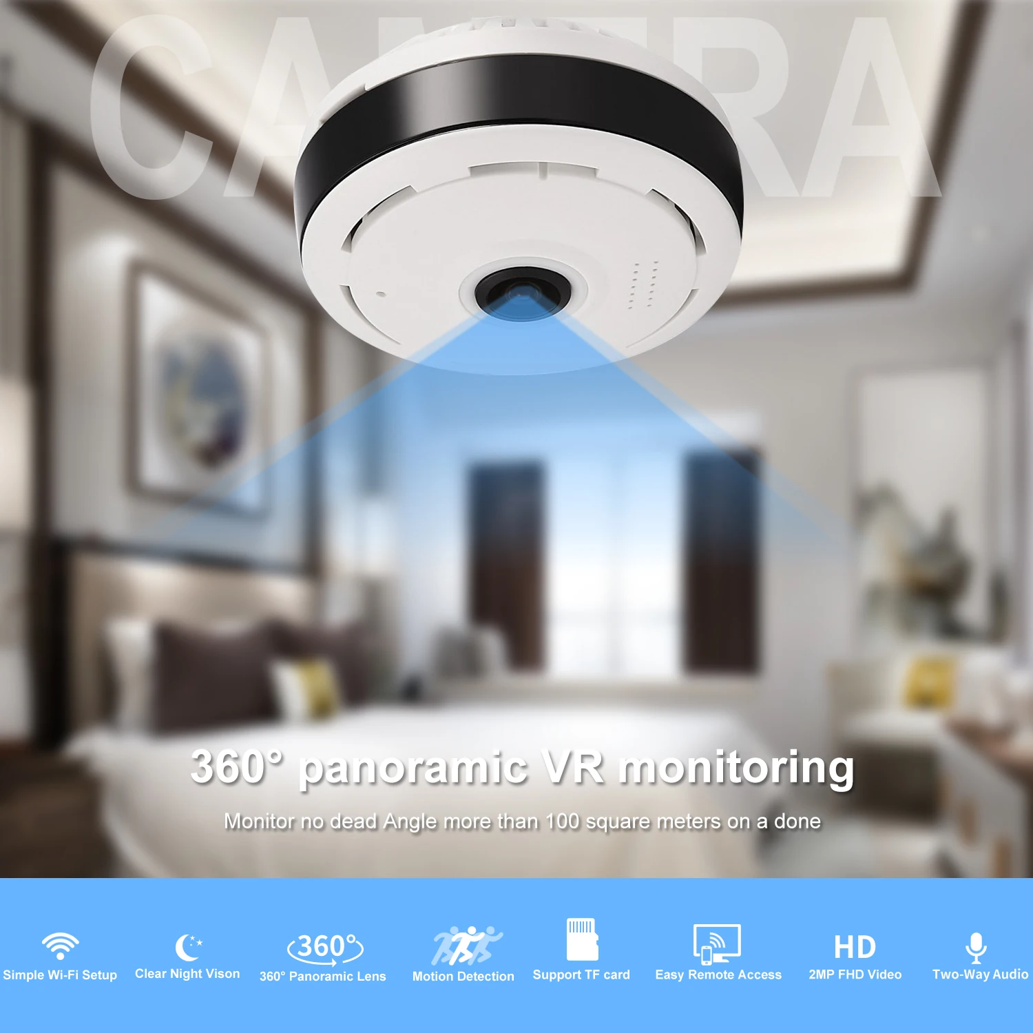 V380 Pro Panoramic 3MP Mini WIFI Camera Indoor Video Surveillance Security Two Way Audio Wireless Camera Motion Detection Camera