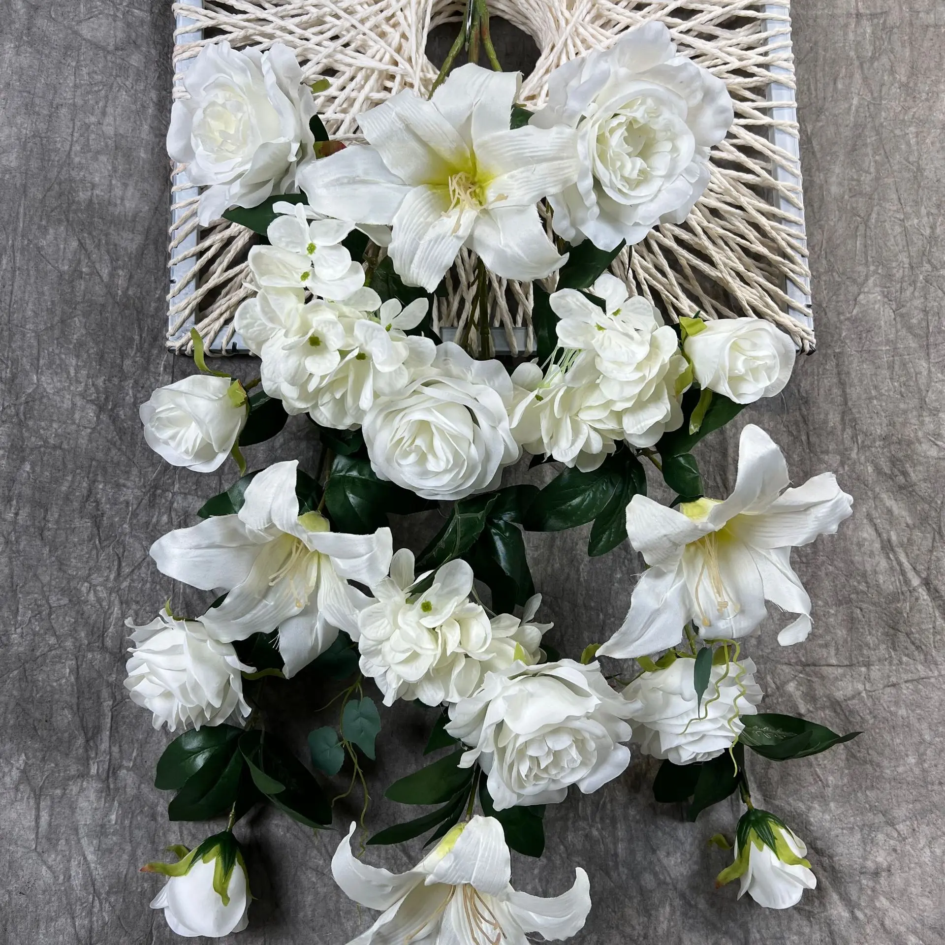 

Artificial flower wall hanging corner rose tea rose wall hanging rattan indoor living room courtyard decoration wall hanging