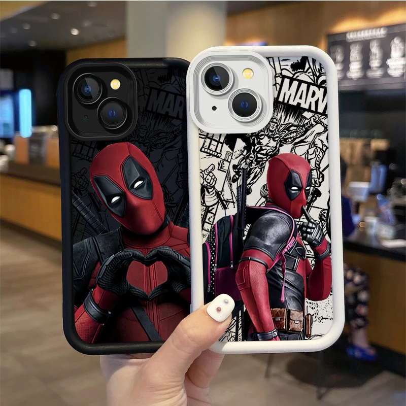 Funda de teléfono de Deadpool de Marvel, carcasa protectora a prueba de golpes para iPhone 16, 15, 14, 13, 12, 11 Pro Max, 16, 15, 14, 8, 7 Plus, X,