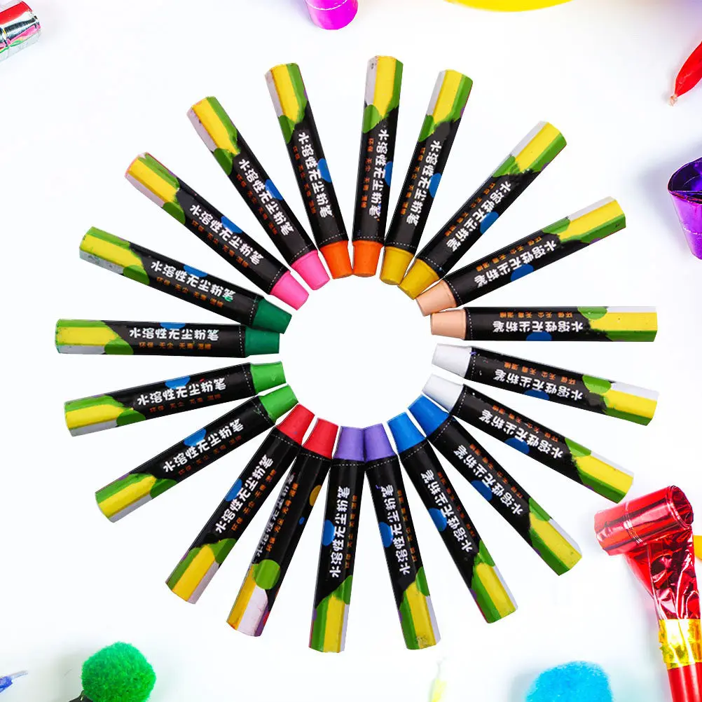 20Pcs Dustless School Chalk Set 10 Vibrant Colors Water-Based Non-Toxic Easy-to-Erase Chalk for Blackboard Glass Plastic