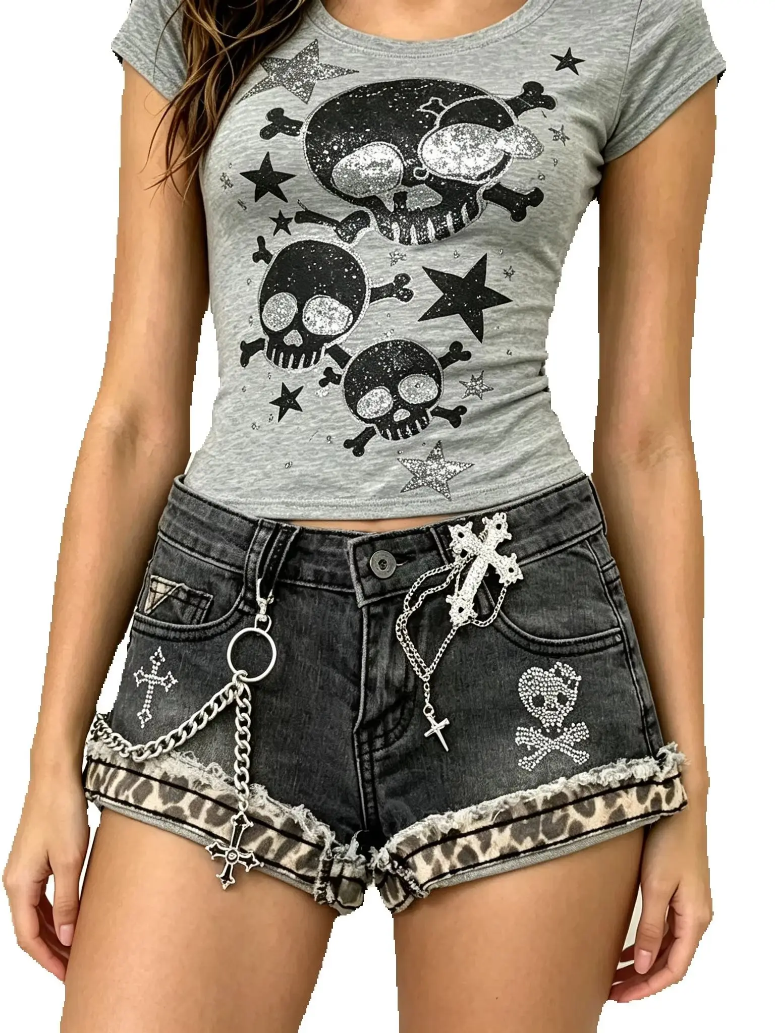 Y2k Vintage Denim Shorts Fashionable Kpop Hot Pants 2000s Women Clothes Harajuku Streetwear Chic Trendy Patchwork Jeans Shorts