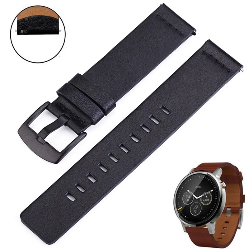 20mm 22mm Replacement Watchband for Huawei Watch GT Quick Release Genuine Leather Watch Strap for Samsung Galaxy Watch 42 46mm