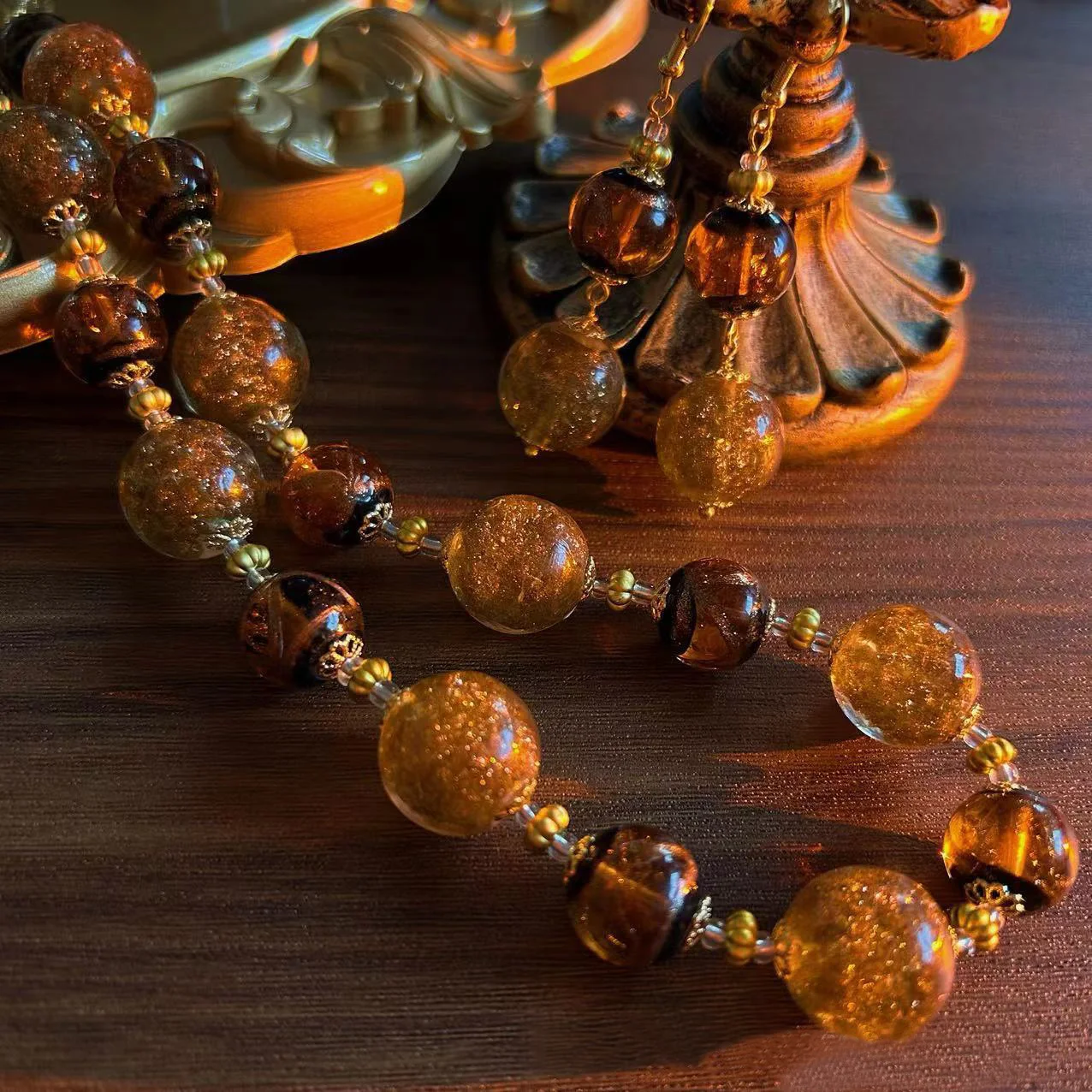 Vintage fashion classic Murano glass necklace earrings for women‘s girl party gift jewlry whosale