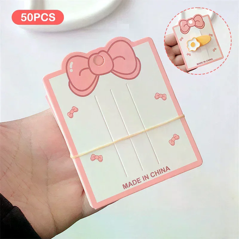 

50pcs Pink Bow Display Cards For Hair Claw Clip Paper Card Headdress Card Hair Decoration Package DIY Jewelry Cardboard Package
