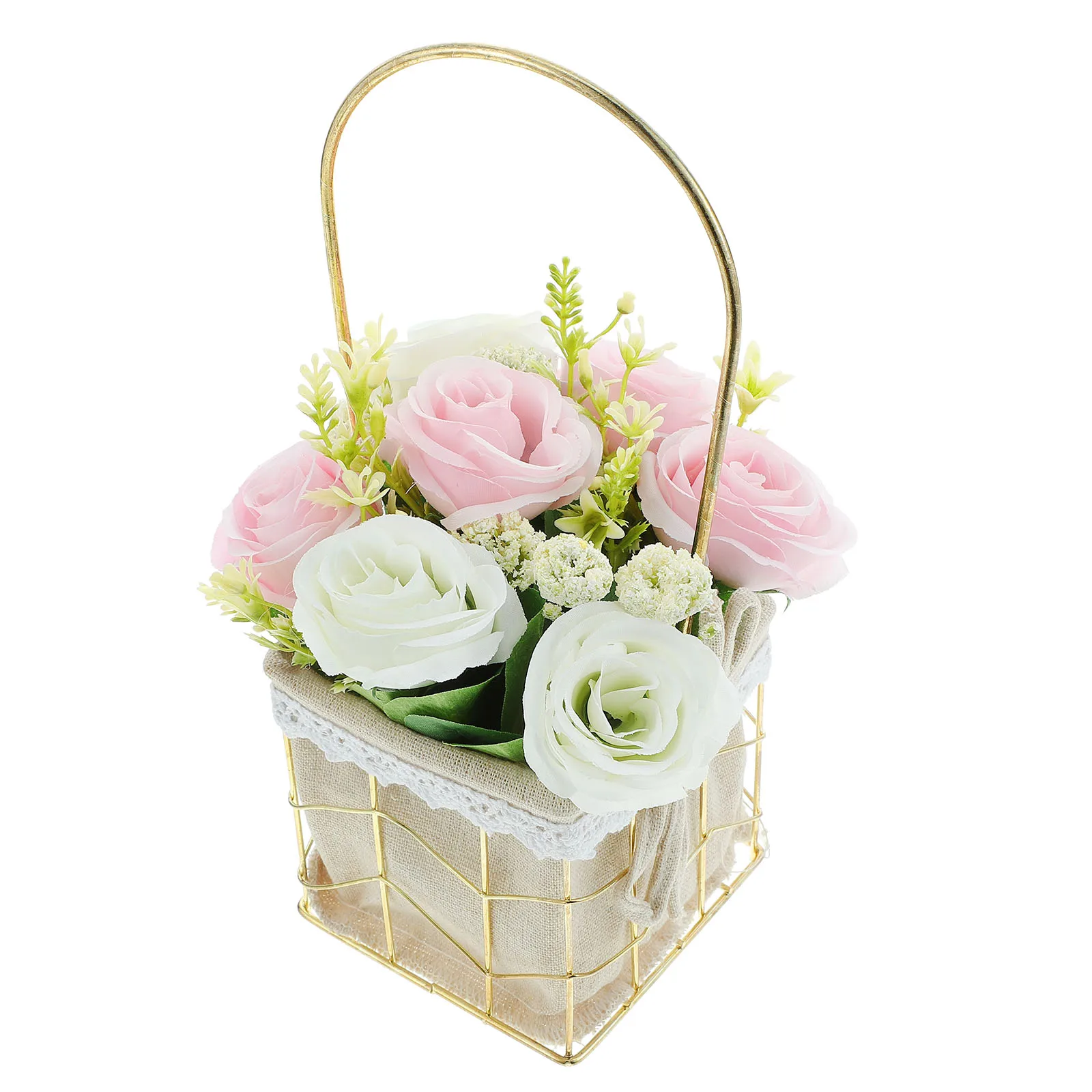 

Simulation Flower Basket Realistic Flowers Decor Wedding Party Photo Prop Fake Flower Basket nament Home Office Decor