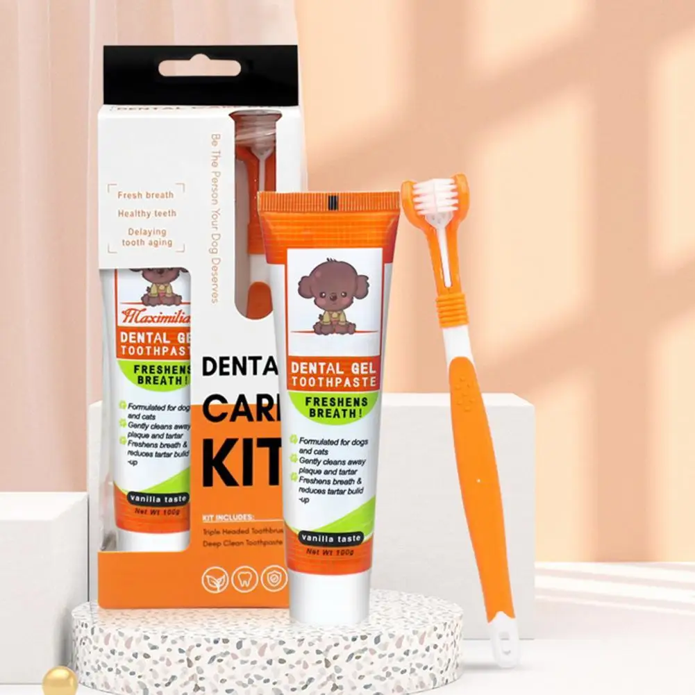 

1 Set Pet Toothpaste Toothbrush Kit Manual Teeth Care Dog Toothbrush Dog Cat Oral Cleaning Finger Toothbrush Toothpaste Set