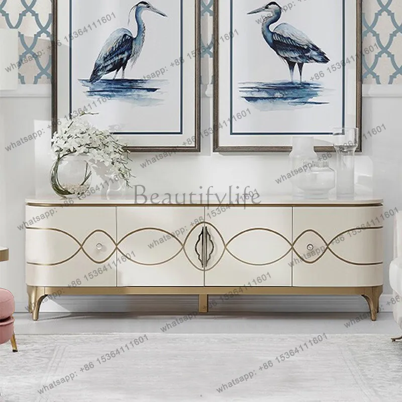 

American light luxury solid wood TV cabinet villa high-end storage decorative cabinet