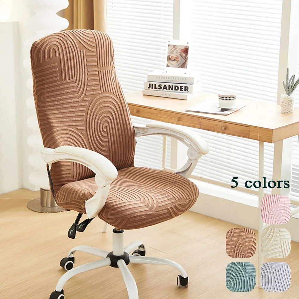 

1PC Jacquard Office Chair Covers Elastic Alii-inclusive Computer Chairs Slipcovers Solid Color Swivel Chair Sear Protector Case