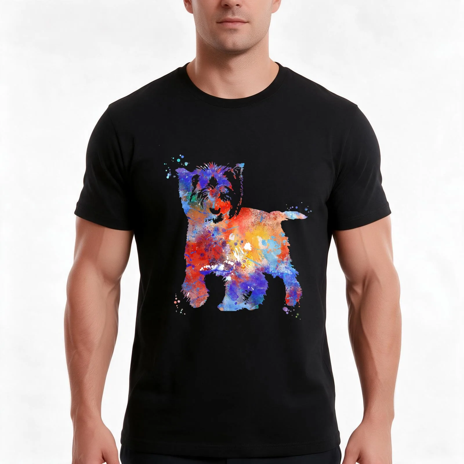 Cairn Terrier, watercolor Cairn Terrier T-Shirt, Summer Casual Cotton Tee, Oversized Streetwear Tops, Vintage Graphic Print
