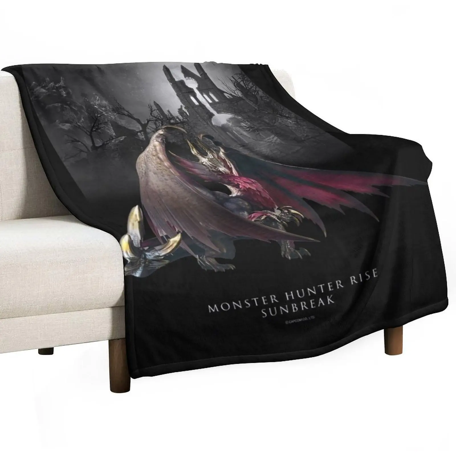 MONSTER HUNTER RISE_SUNBREAK Malzeno Throw Blanket Warm manga christmas gifts Decorative Sofas Personalized Gift Sofa Blankets