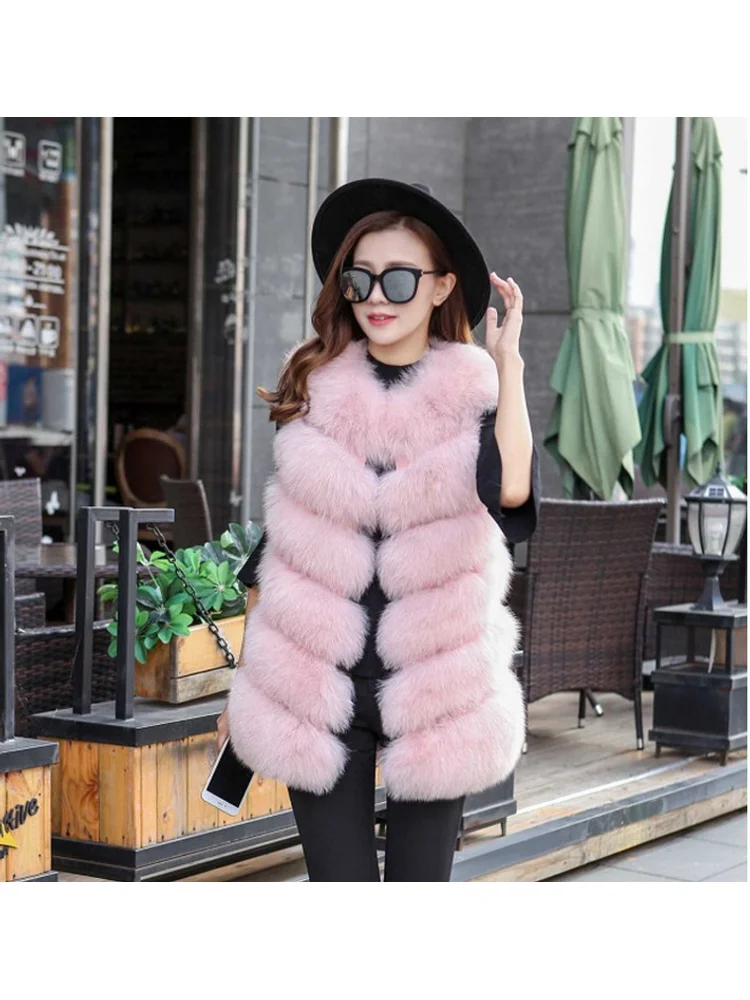 Autumn Winter Fashion Comfort Synthetic Fur Solid Color Splicing Softness Warmth Simplicity Commuting Home Sleeveless Vest Coat