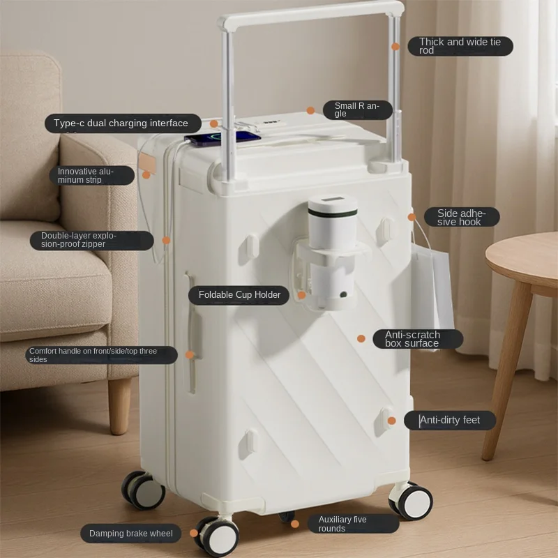 Nova bagagem de grande capacidade 20 polegadas alça larga mala de cabine combinação bloqueio trole mala 28 polegadas bagagem de viagem de negócios