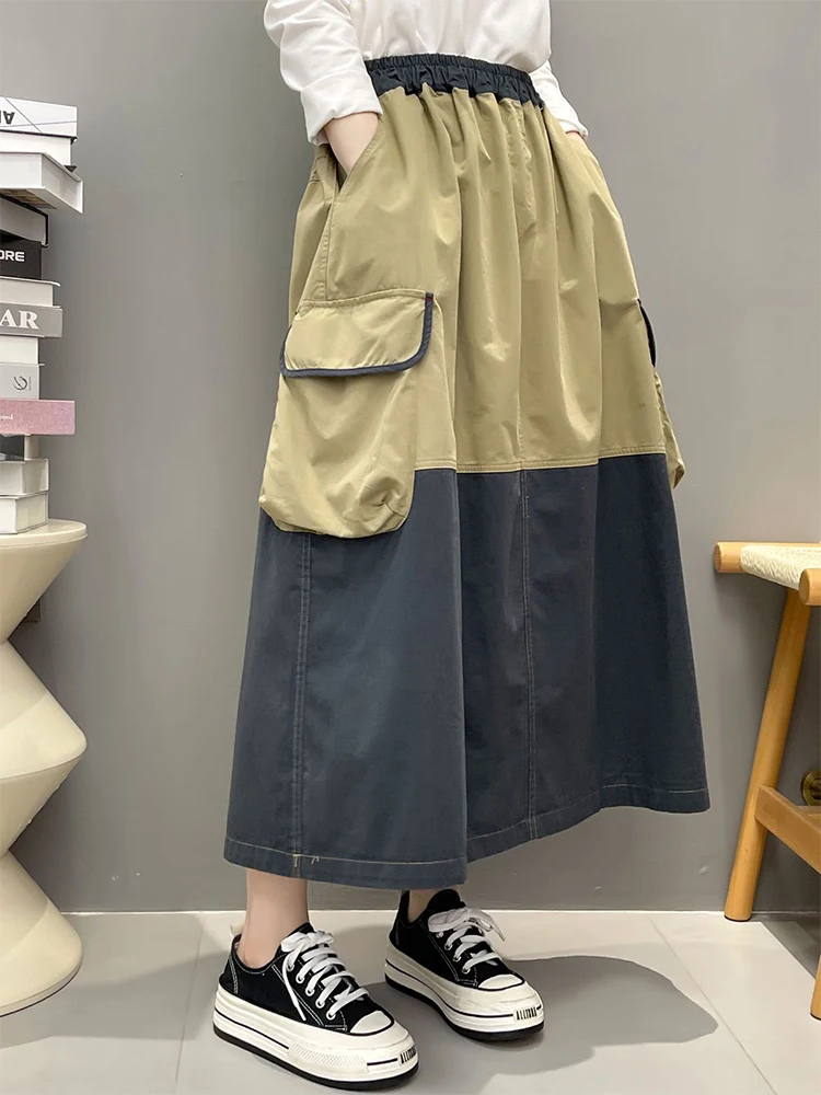 Max LuLu wiosna koreańska luźne spódnice damska patchworkowa elastyczna eleganckie ubrania Laidies Casual Classic Harajuku Streetwear