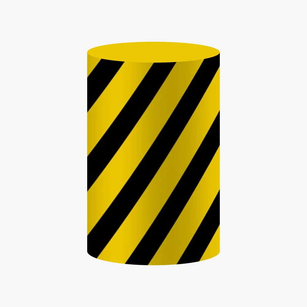 Construction Party Cylinder Covers Backdrop  Caution theme Custom Boys 1st Birthday Pedestal Cake Stand Plinths Cover Background