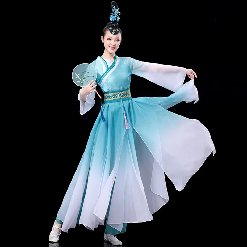 Traje de baile clásico para adultos Piaoyi 2025, nuevo vestido Yangko, traje de baile de abanico, ropa de danza moderna de estilo chino