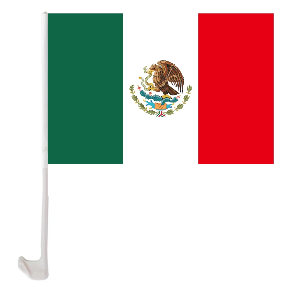 xvggdg     12x18 inches  Mexican car flag 30x45cm Mexican car decoration  with plastic flagpole