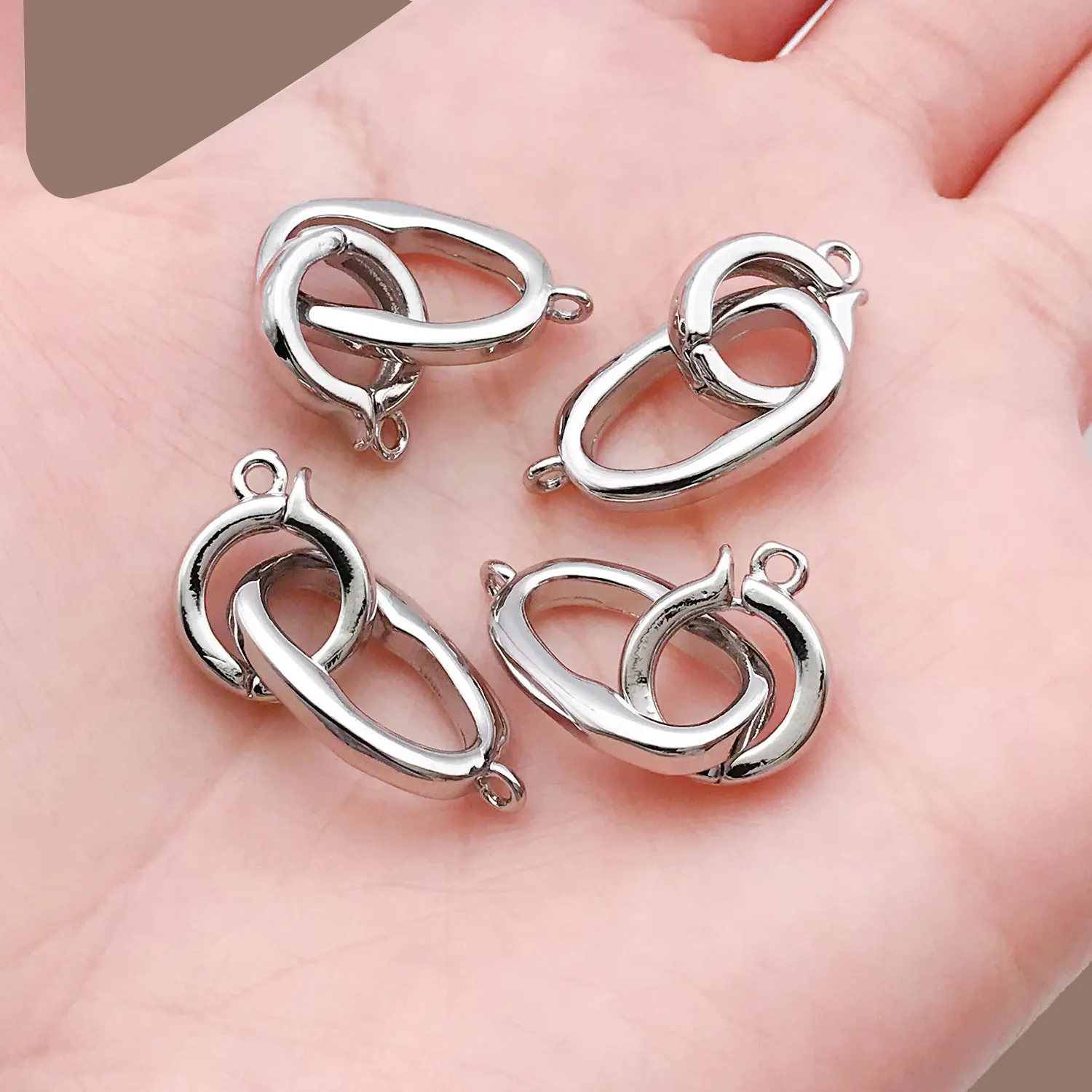 Mix 3/5pcs 18K Copper Plated Genuine Golden Thick Silvery White Golden Connection Closure Buckle, DIY Jewelry Making Accessories image 3