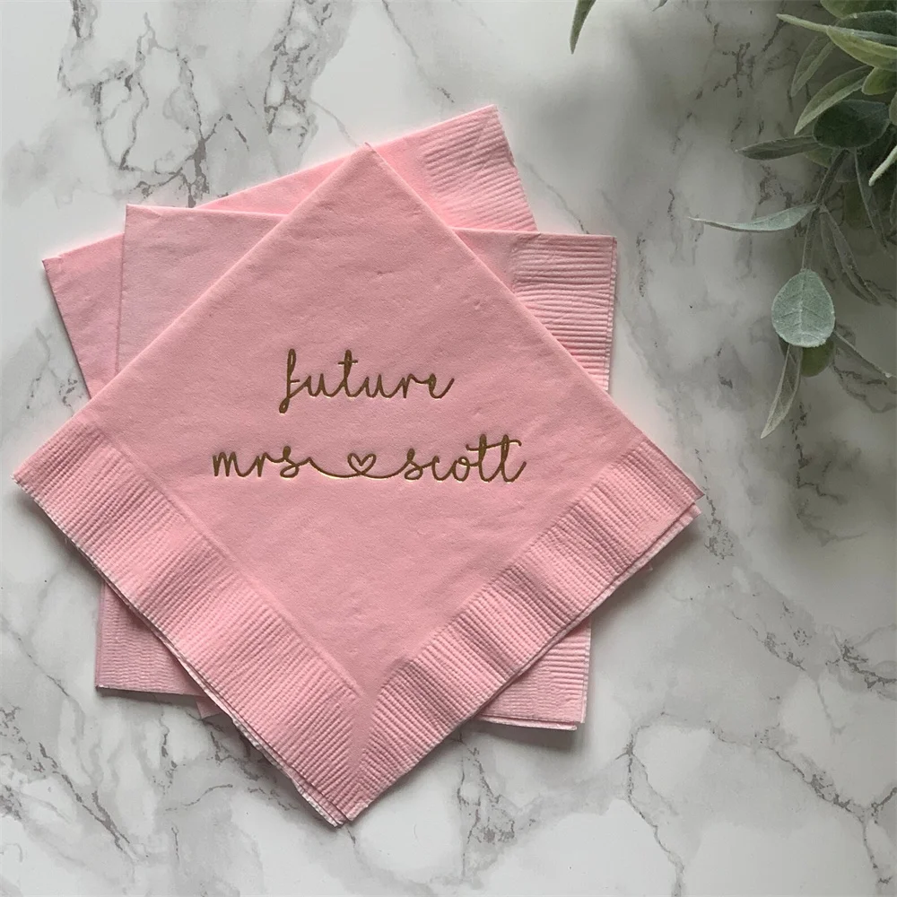 

50 Future Mrs Personalized Bridal Shower Napkins - Bridal Shower - Rehearsal Dinner - Engagement Party Napkins