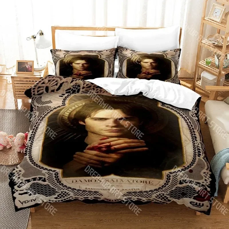 2026 The Vampire Diaries TV Serie Love Child Duvet Cover Set HD Comforter Cover Bedclothes For Kids Bedding Sets Bedroom Decor