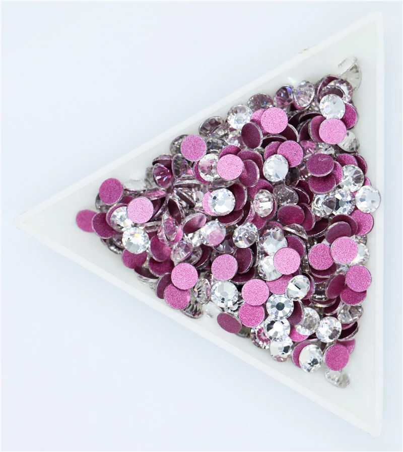 2023 Pink Crystal AB Nail Art Strass rosa rosa Base Non Hot Fix Strass Strass tessuto indumento decorazioni per unghie