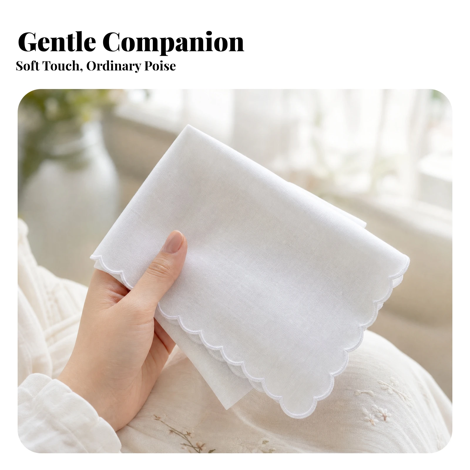 10 Pieces Square Cotton Handkerchief Lightweight Handkerchief with Embroidered Hemming Embroidered Handkerchiefs Delicate