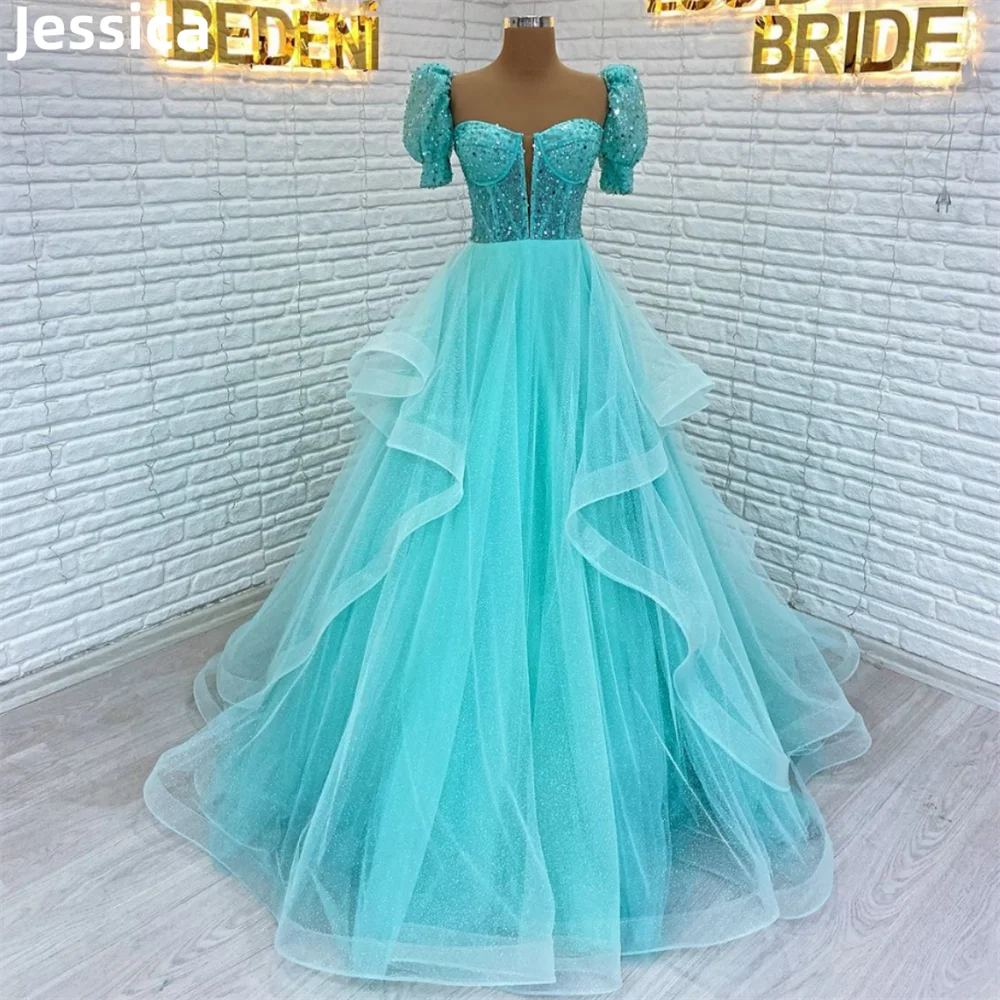 

Jessica Sweetheart Sequins Wedding Dress Glitter Tulle Ruffles Prom Dresses 2024Vestidos De Noche Women's dresses Party Dressese