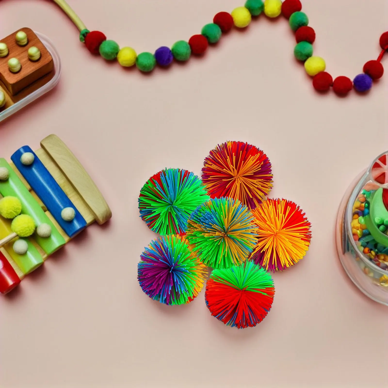 1Set Silicone Sensory For Adult Fidget Toy Colorful Stringy 60MM Soft Multipurpose Relief Bouncing