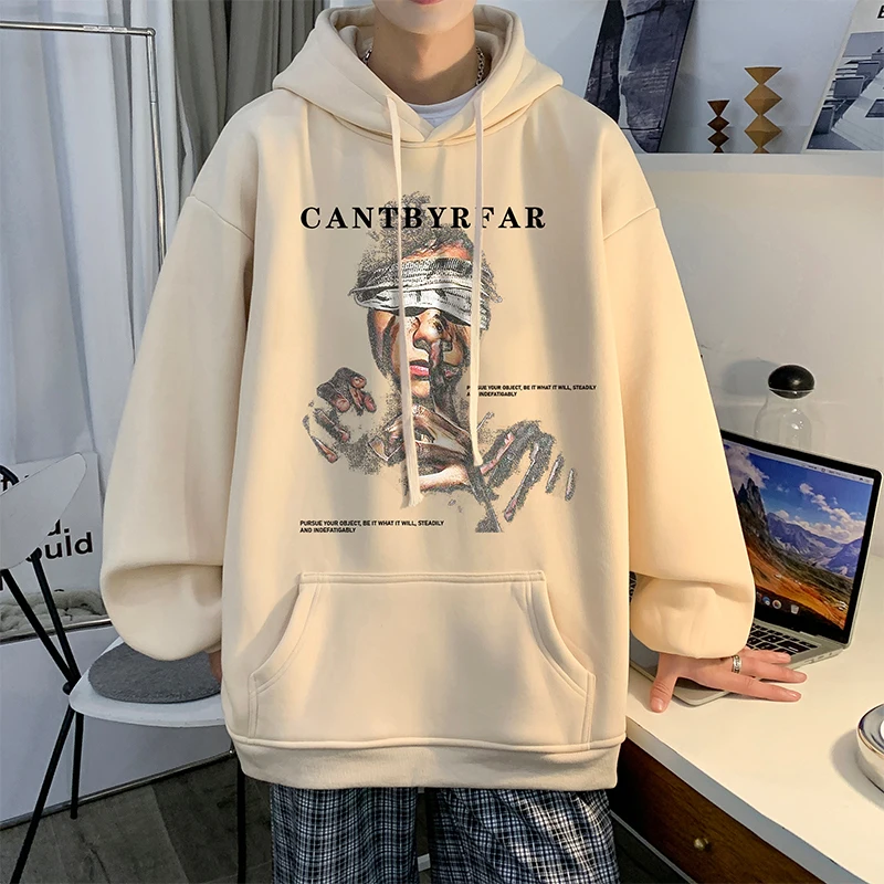 Men's Oversized Hoodie White With Hat 5XL Fashion Hoodies for Men Hip Hop Print Man Casual Wear Hoody Male Sweatshirt