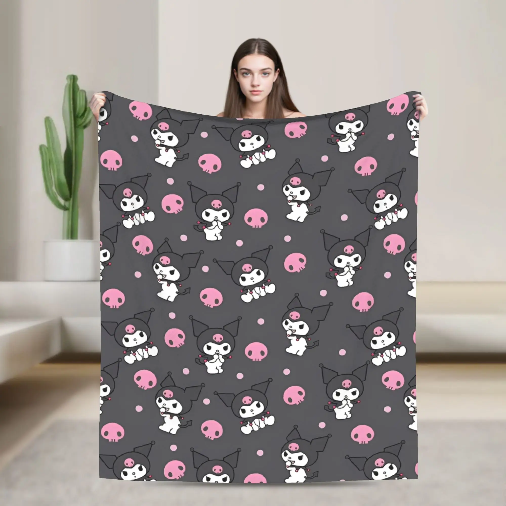 

Kuromi Cute Cartoon Blanket Fleece Winter Portable Lightweight Throw Blankets for Home Couch Quilt