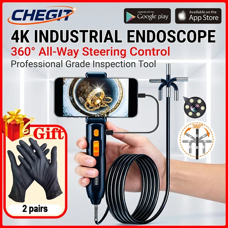 

360° Waterproof IP67 Articulated Inspection Borescope Camera Articulating Borescope Endoscope Camera For Android/iOS Phone