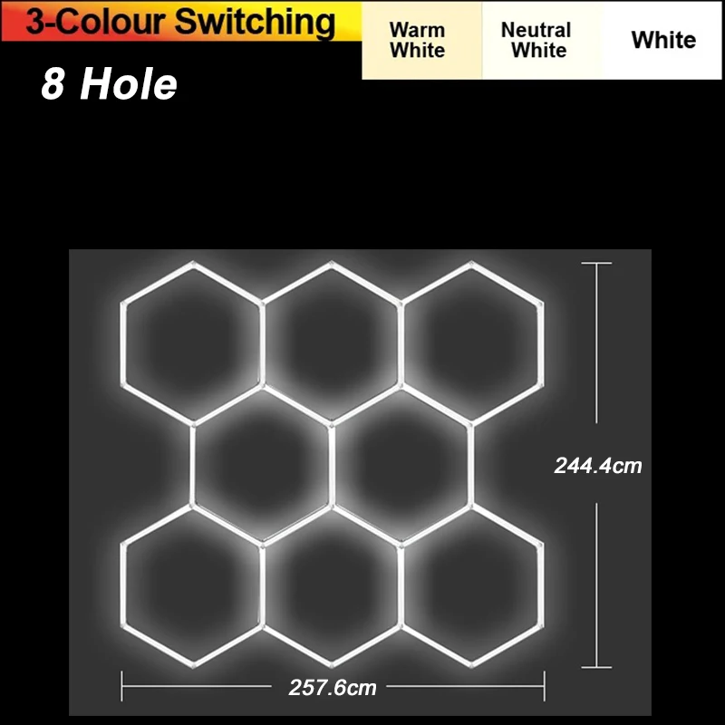 3 Kleurverandering LED Hexagon Garage Verlichting 3000 K-6500 K Gym Honingraat LED Buis Licht voor Auto workshop Kapper Plafondverlichting