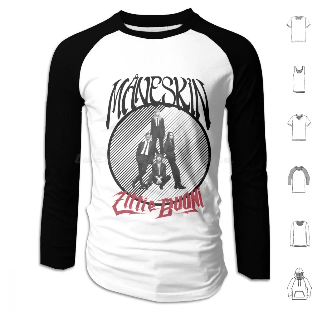 Maneskin Round Hoodie Cotton Long Sleeve Maneskin Band Rocknroll N Roll Euro Vision Sanremo Music