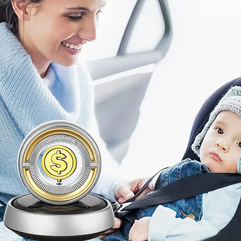 Solar Car Air Freshener portable Car solar rotating gold coin aromatherapy Odor Eliminator auto Inside Fragrance Ornaments