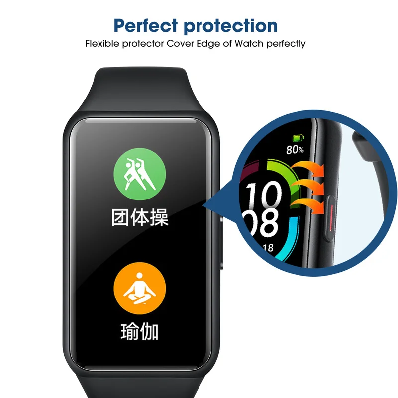 Película de hidrogel suave para Huawei Watch band 9 8, Protector de pantalla completa de TPU para Huawei Band 7 6 HD, película a prueba de